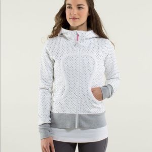 Lululemon Scuba Hoodie White Gray Polka Dot SZ 6